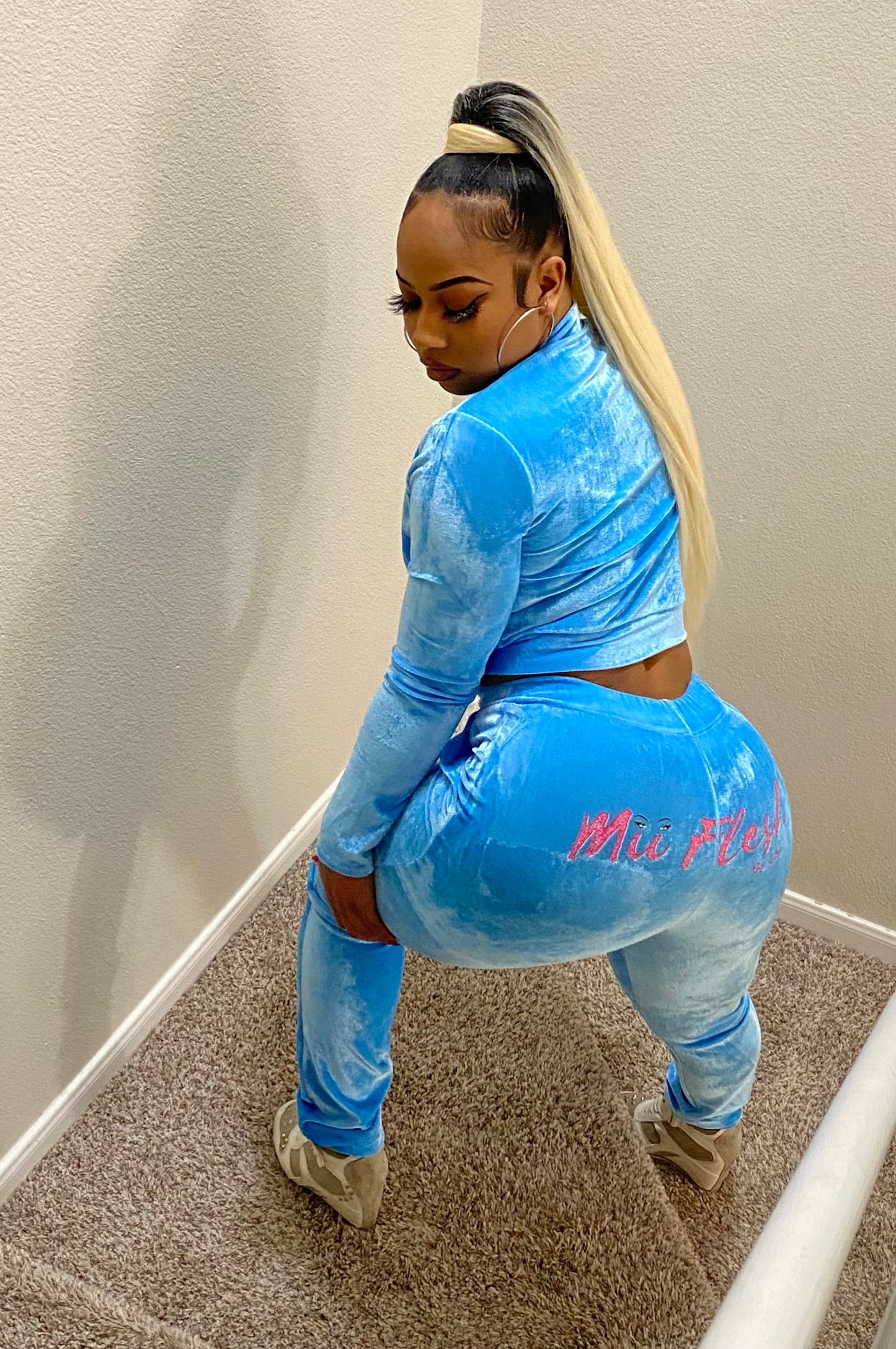 Blue Velour Tracksuit