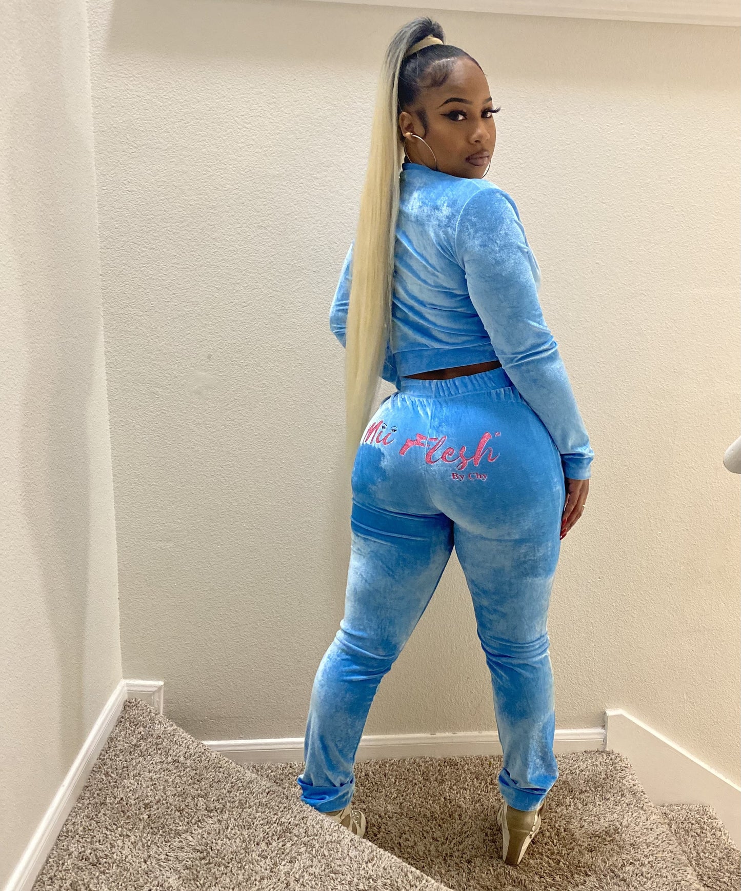Blue Velour Tracksuit